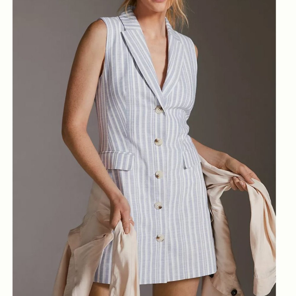 ⭐️ Striped Collared Boho Peasant Preppy Art Deco Farm Minimal Chic Mini Dress